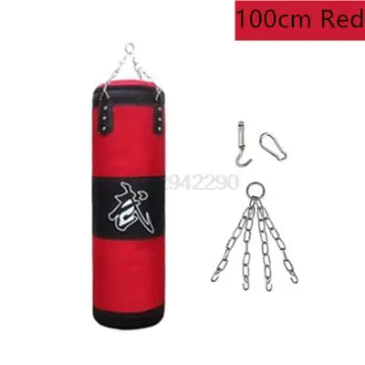 Punch Sandbag Durable Boxing Heavy Punch Bag with Metal Chain Hook Carabiner Fitness Training Hook Kick Fight Karate Taekwondo