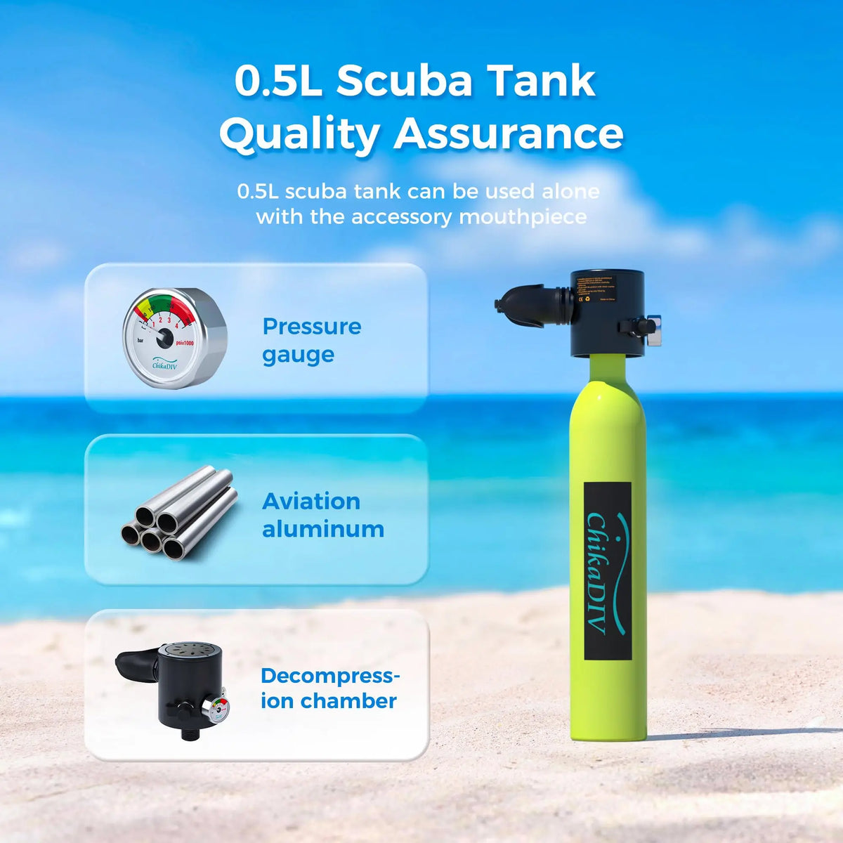 Dive into Adventure with ChikaDIV's Ultimate Underwater Snorkel Party Pack – Mini-Oxygen Tank, Hand-Pump, and Snorkel Mask Included!