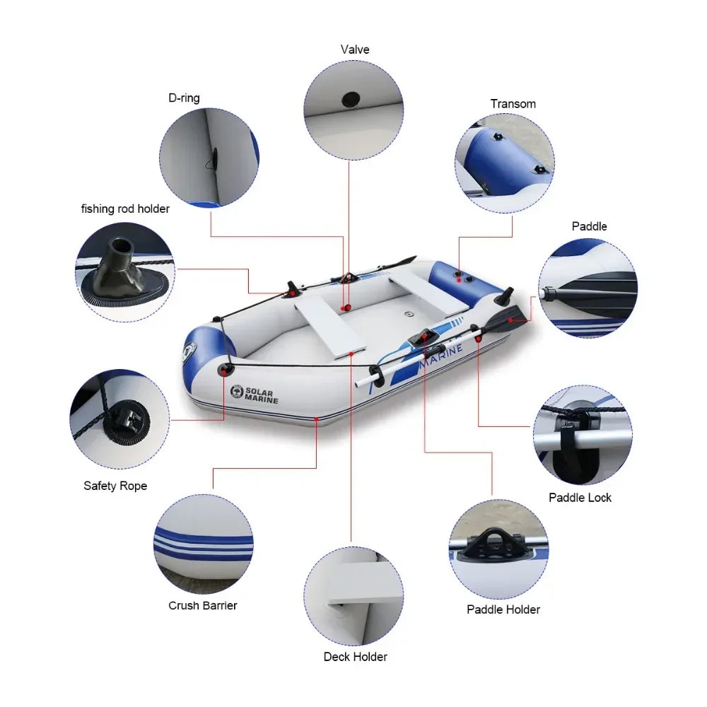 1.75~3.3M Inflatable Boat with Electric Motor Set for Fishing Drift Canoeing 1~5 Persons River Water Play Sports Air Deck Boat