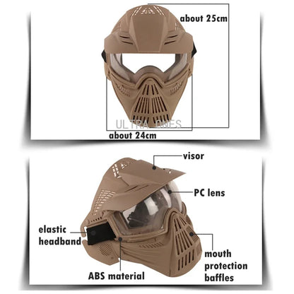 Tactical Mask with Lens Shooting Paintball Training Cs Wargame Full Face Mask Protection Airsoft Combat Masks Goggles Set