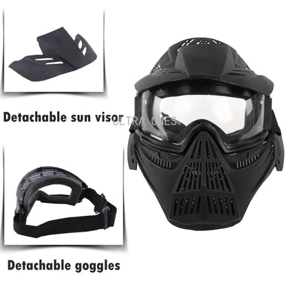 Tactical Mask with Lens Shooting Paintball Training Cs Wargame Full Face Mask Protection Airsoft Combat Masks Goggles Set