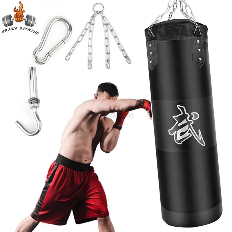 Punch Sandbag Durable Boxing Heavy Punch Bag with Metal Chain Hook Carabiner Fitness Training Hook Kick Fight Karate Taekwondo