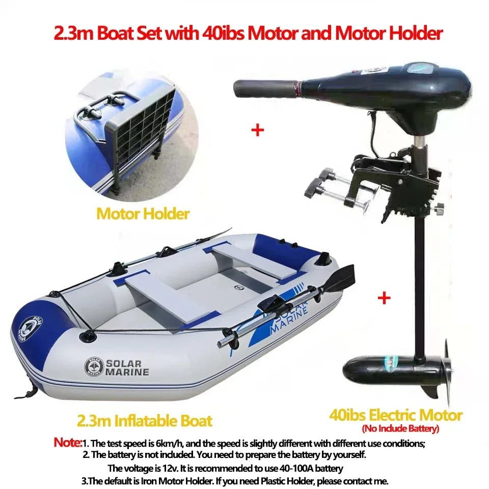 1.75~3.3M Inflatable Boat with Electric Motor Set for Fishing Drift Canoeing 1~5 Persons River Water Play Sports Air Deck Boat