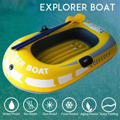 Inflatable Boat 2 People PVC Canoe Kayak Rubber Dinghy Thicken Foldable Drifting Fishing Boat Raft with Air Pump and Paddles