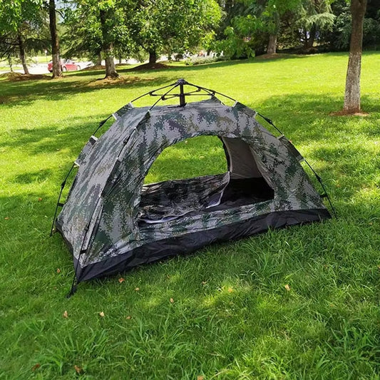 Outdoor Single Occupancy Camouflage Camping Tent - Automatic Quick Open Design with Dual Rain and Mosquito Protection for Winter Use