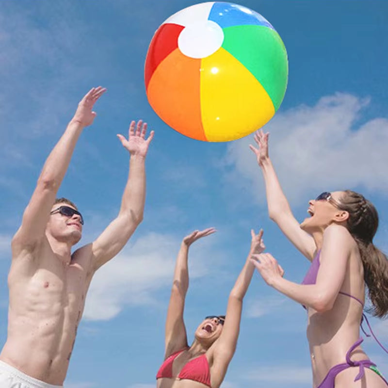 Set of 3 Inflatable Rainbow Beach Balls - Colorful Pool Party Accessories and Summer Water Toys