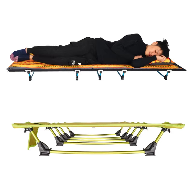 Outdoor Lightweight Portable Folding Camp Bed - Oxford Cloth Leisure Bed for Camping and Relaxation