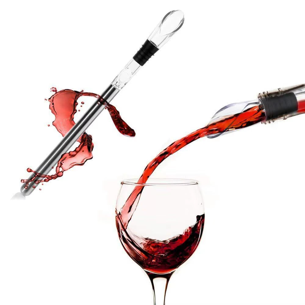 Ice Wine Chiller Stick with Wine Pourer Stainless Steel Cooling Stick Cooler Beer Juice Beverage Frozen Stick Bar Party Tool