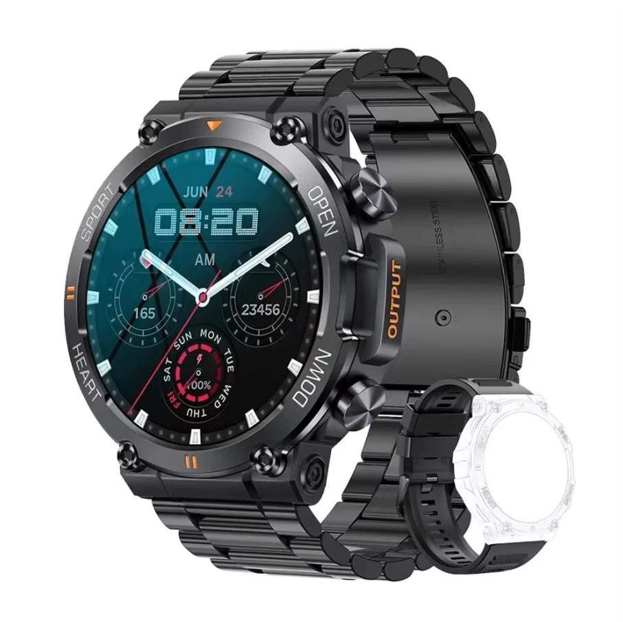 K56Pro Men's Smart Watch with Heart Rate Monitor, Bluetooth Connectivity, 400mAh Battery, 1.39-Inch HD Display, Ideal for Outdoor Sports
