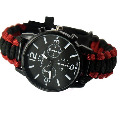 Abenteuertaugliche Survival-Uhr mit LED und Paracord