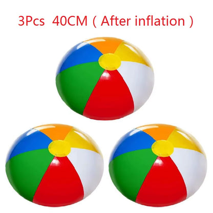 Set of 3 Inflatable Rainbow Beach Balls - Colorful Pool Party Accessories and Summer Water Toys