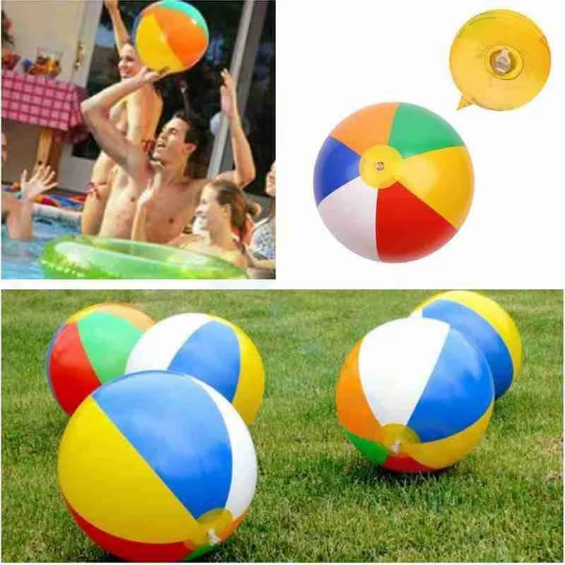 Set of 3 Inflatable Rainbow Beach Balls - Colorful Pool Party Accessories and Summer Water Toys