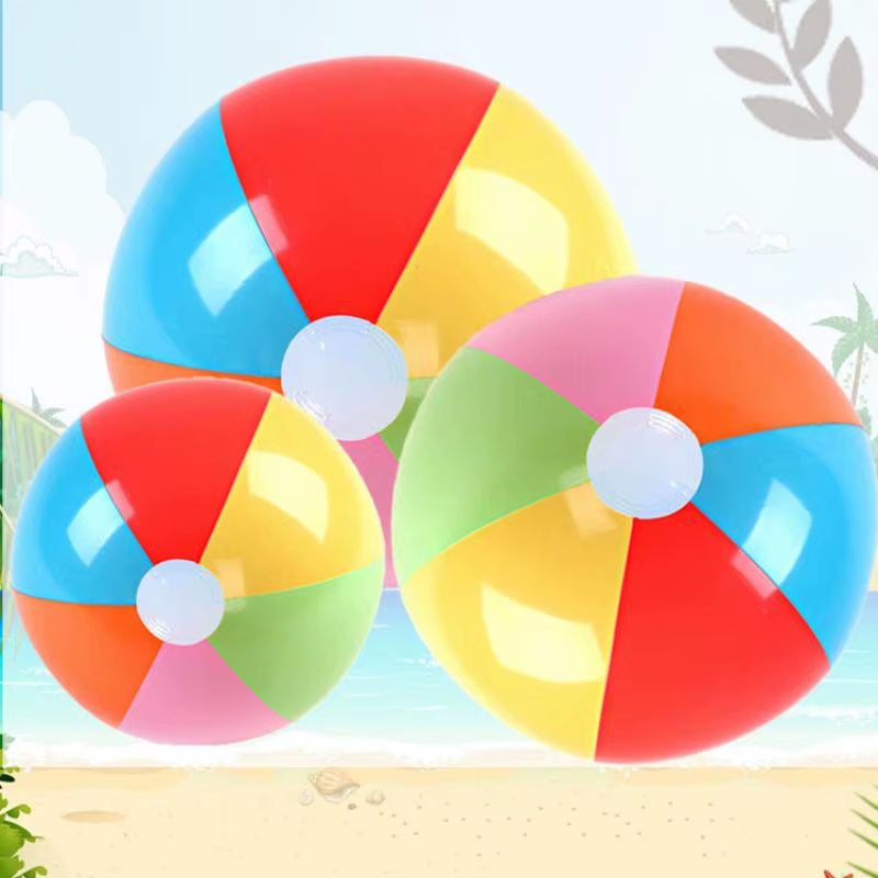 Set of 3 Inflatable Rainbow Beach Balls - Colorful Pool Party Accessories and Summer Water Toys