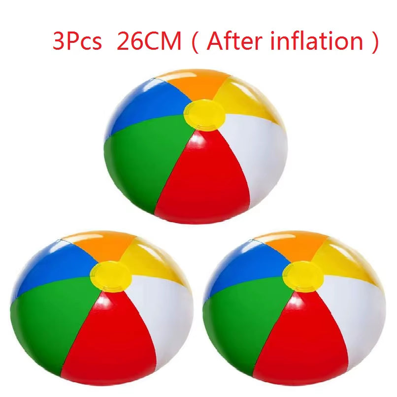 Set of 3 Inflatable Rainbow Beach Balls - Colorful Pool Party Accessories and Summer Water Toys