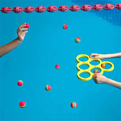 Floating Table with 10 Balls and Floating Toy Ring – EVA Throwing Game for Water Sports