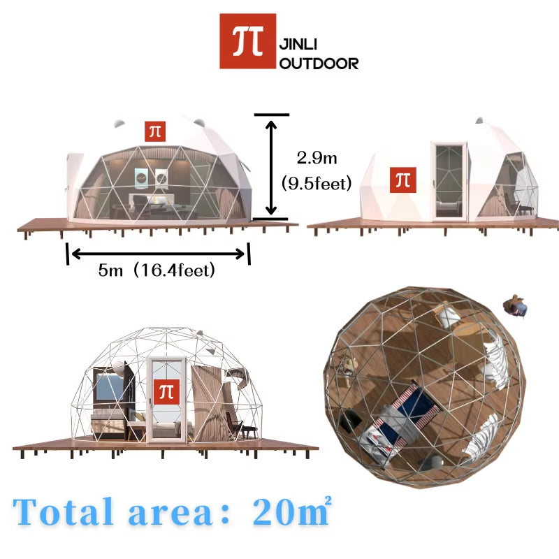 Geodesic Dome Tent - Luxury Outdoor Glamping Experience with Transparent Starry Sky Design and Free Global Shipping