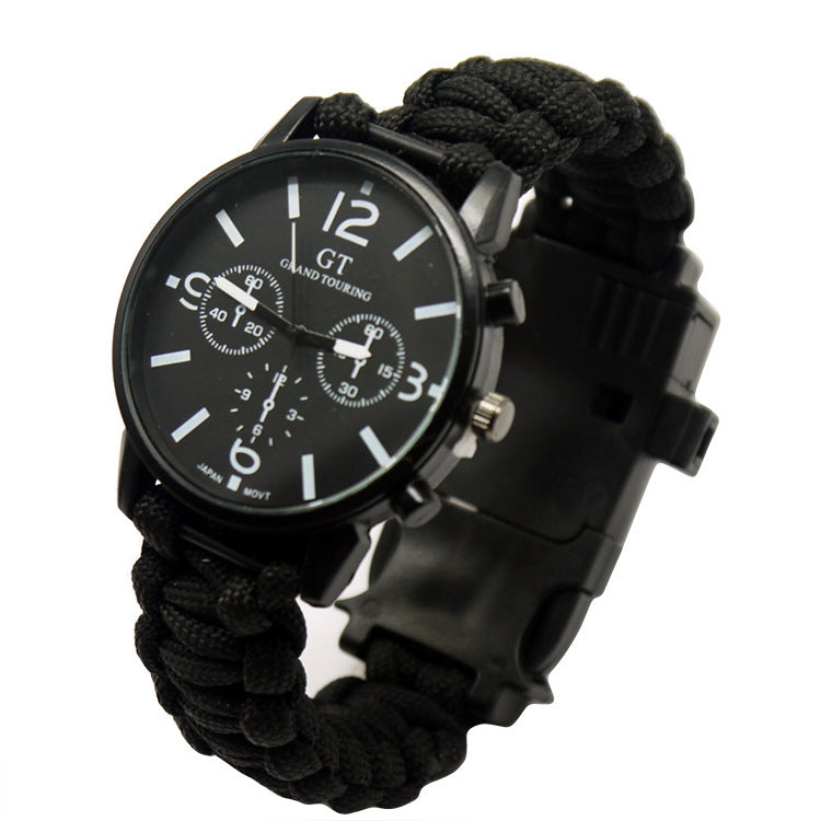 Abenteuertaugliche Survival-Uhr mit LED und Paracord