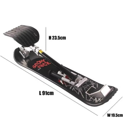Adults Fold Skate Board Winter Outdoor Snow Tube Ski Scooter Sled with Safe Brake