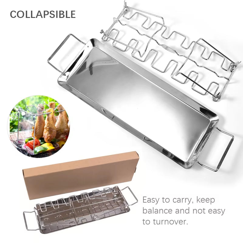 The Ultimate Meat Tower: A Stainless Steel Chicken Leg Party Rack for BBQ Wizards and Drip Pan Enthusiasts!